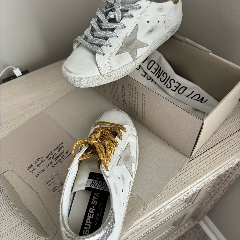 Women’s Golden Goose distressed sneakers. Size 39 (US 9). Gently worn.